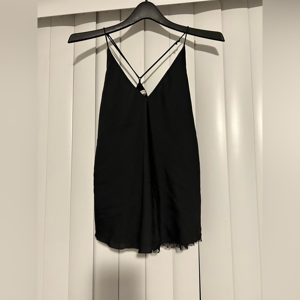 Free People Intimately Black Lace Trim Tank Top